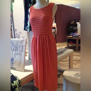 Striped Coral Sleeveless Dress